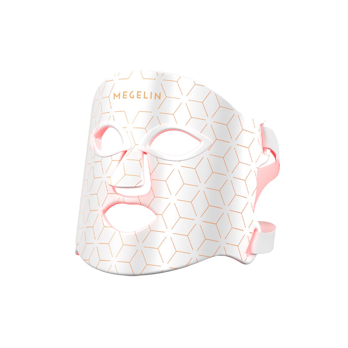 The Megelin LED Red Light Therapy Face Mask in white, shown with its handheld controller