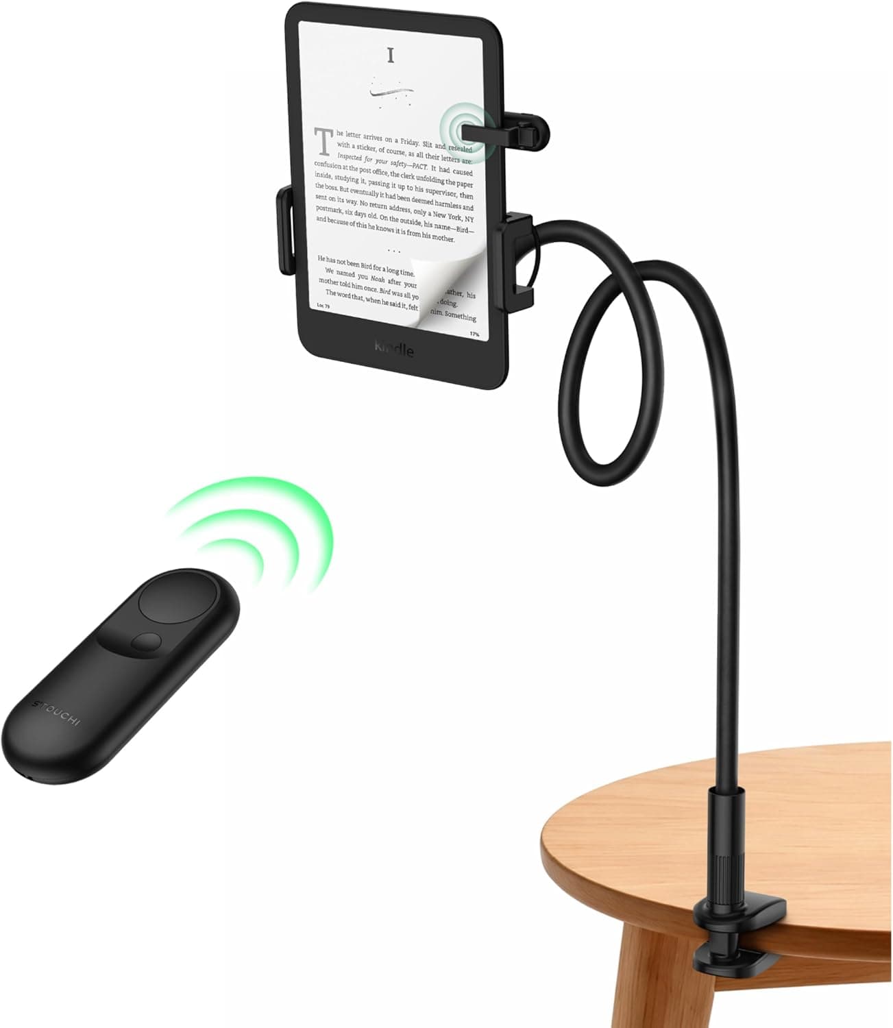 Stouchi Gooseneck Kindle Holder with Remote Page Turner - Product image