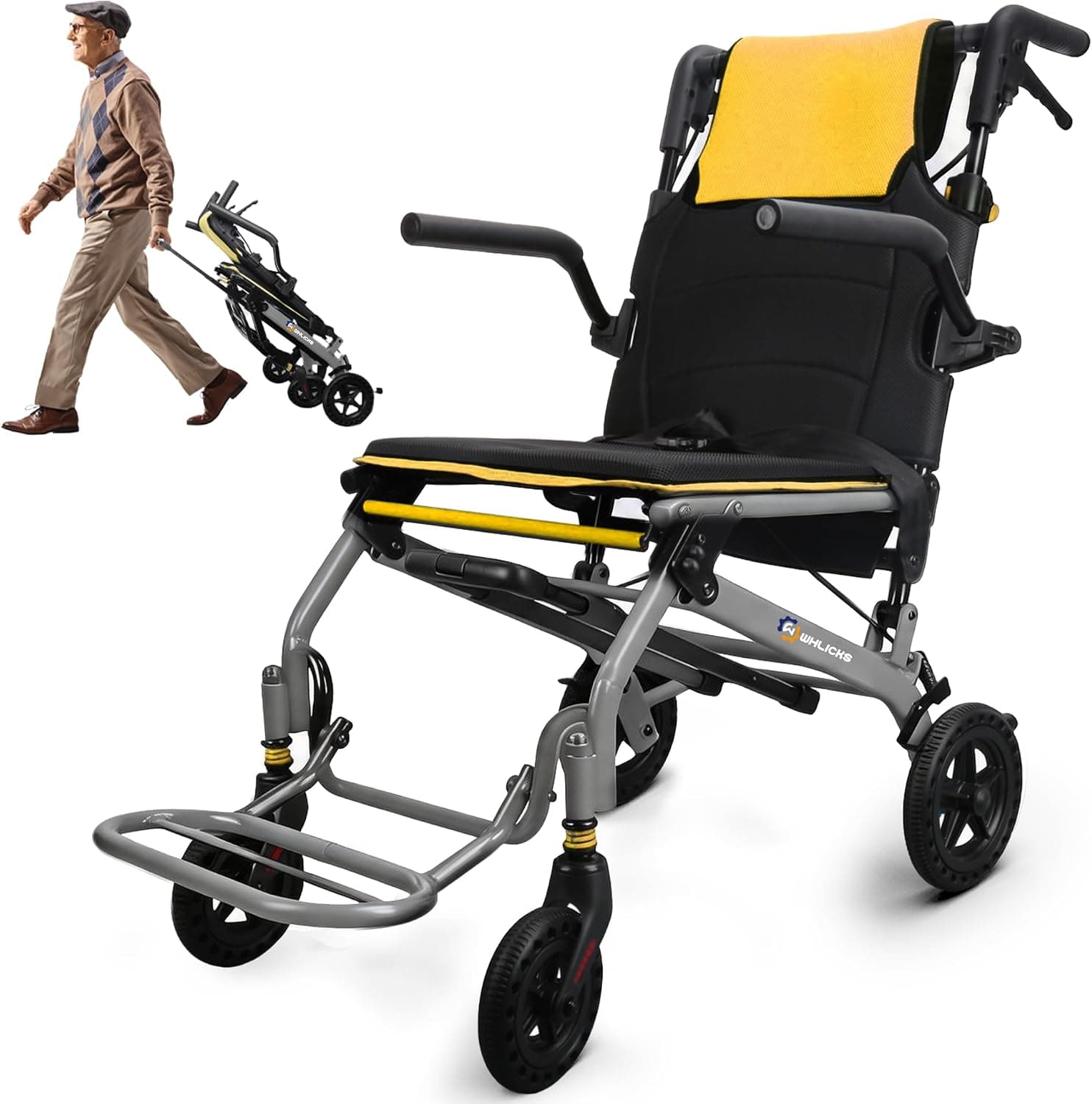 17-Inch Lightweight Folding Transport Wheelchair - Product image
