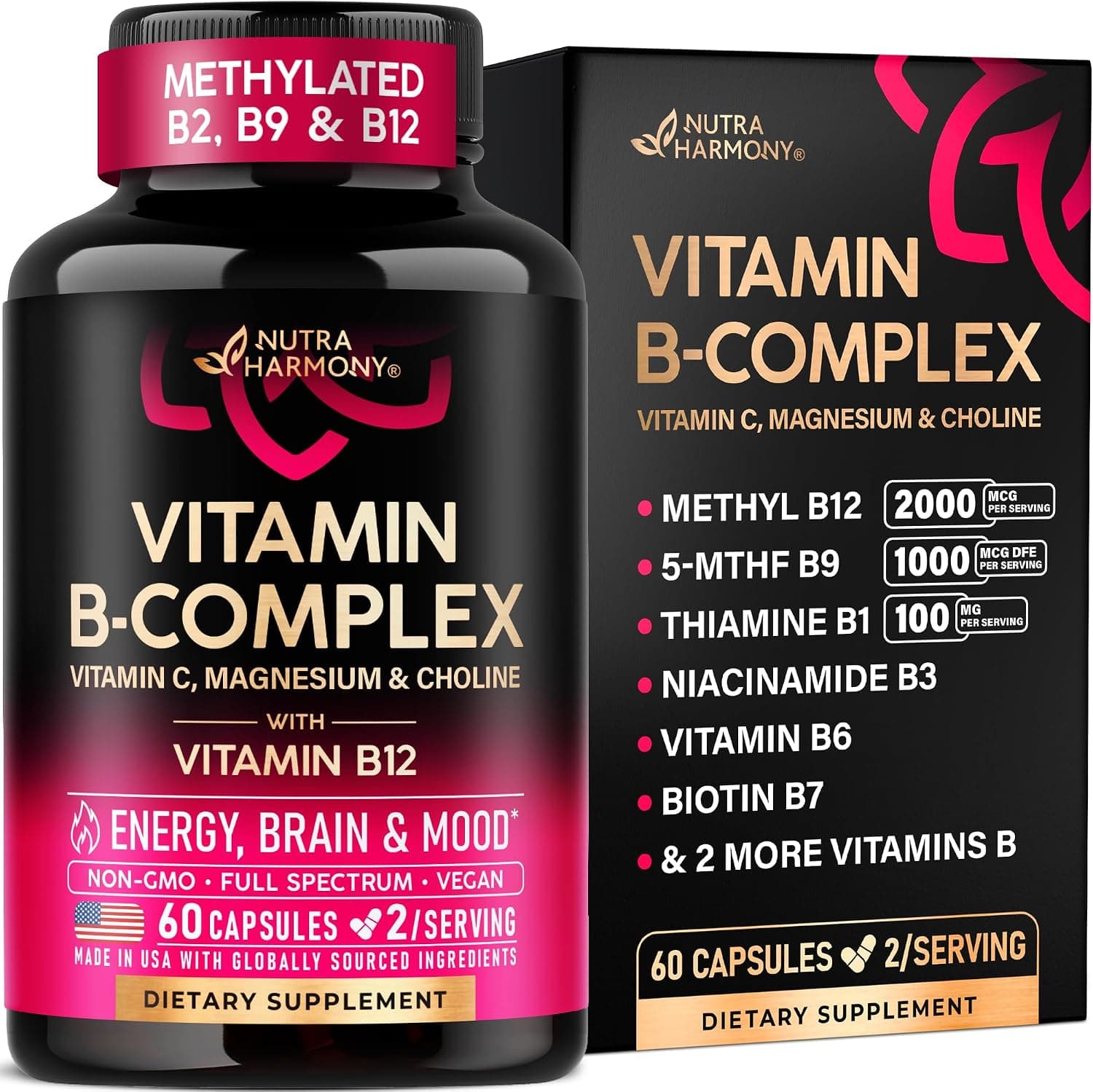 Vitamin B Complex for Men and Women, 60 Capsules - Product image