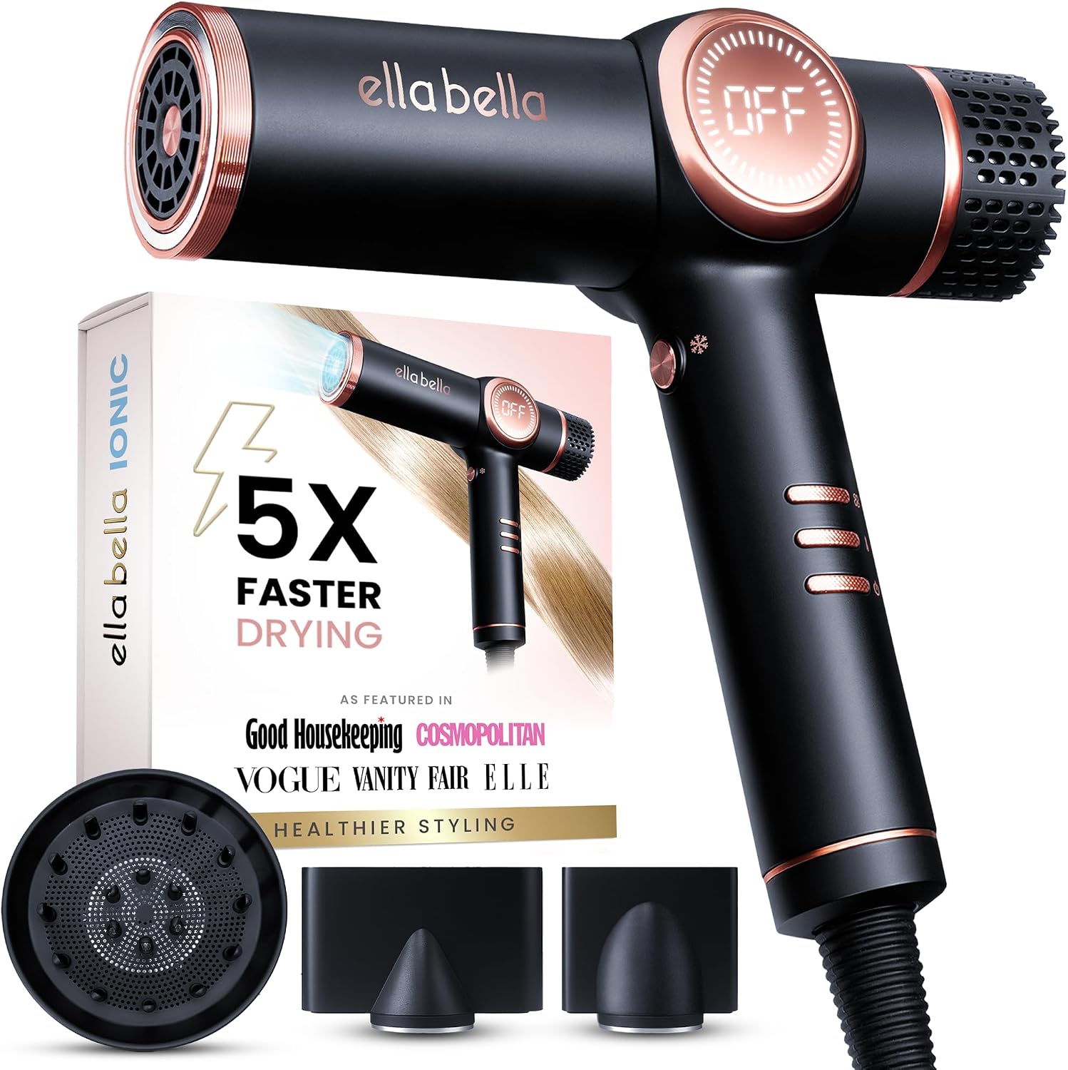 ELLA BELLA Ionic Hair Dryer with Diffuser