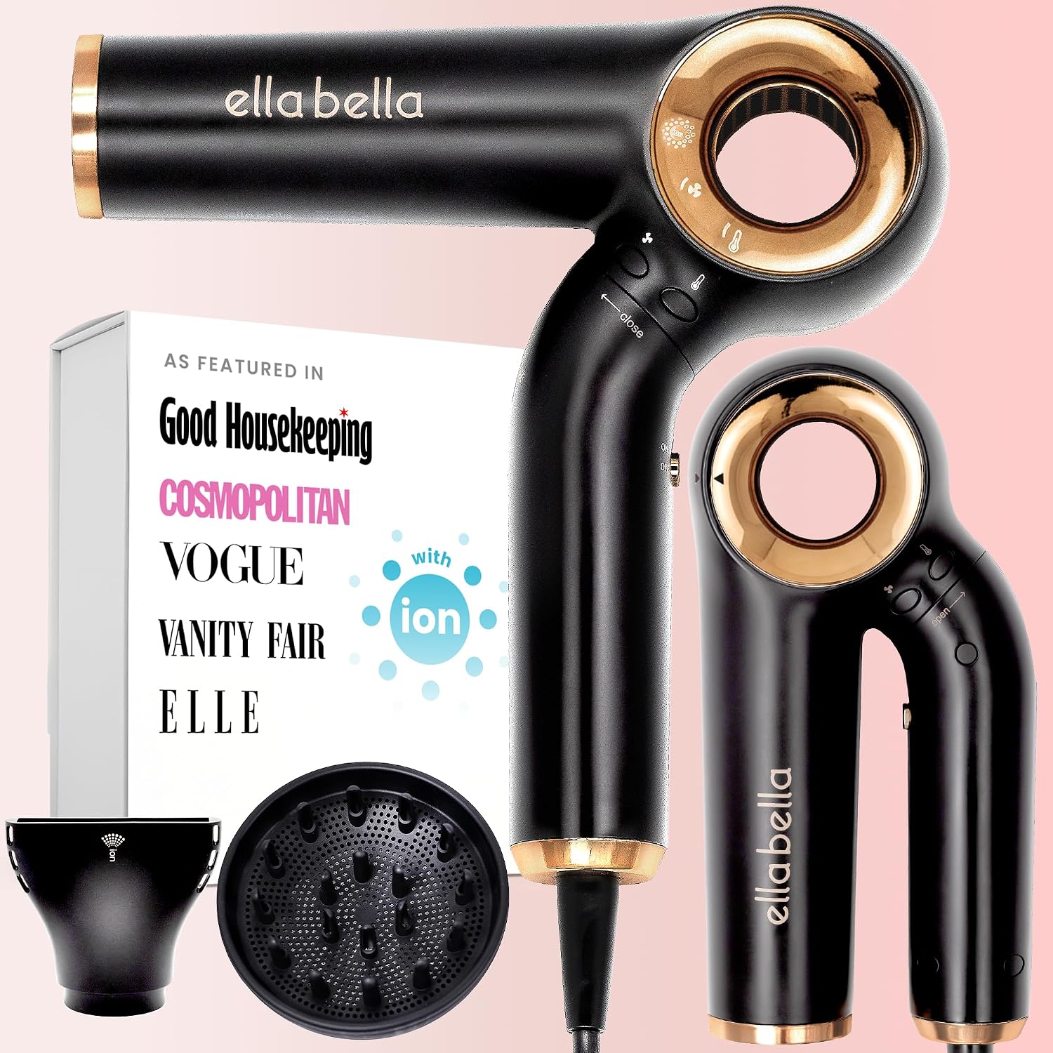 ELLA BELLA Foldable Ionic Hair Dryer with Diffuser